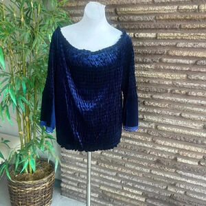 Pyramid Royal Blue Velvet Sexy Renaissance Off Shoulder Top Size 3X